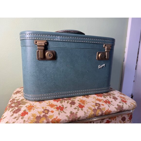Vintage 50's Skyway Tain Case Suit Case Blue Green - Picture 6 of 16